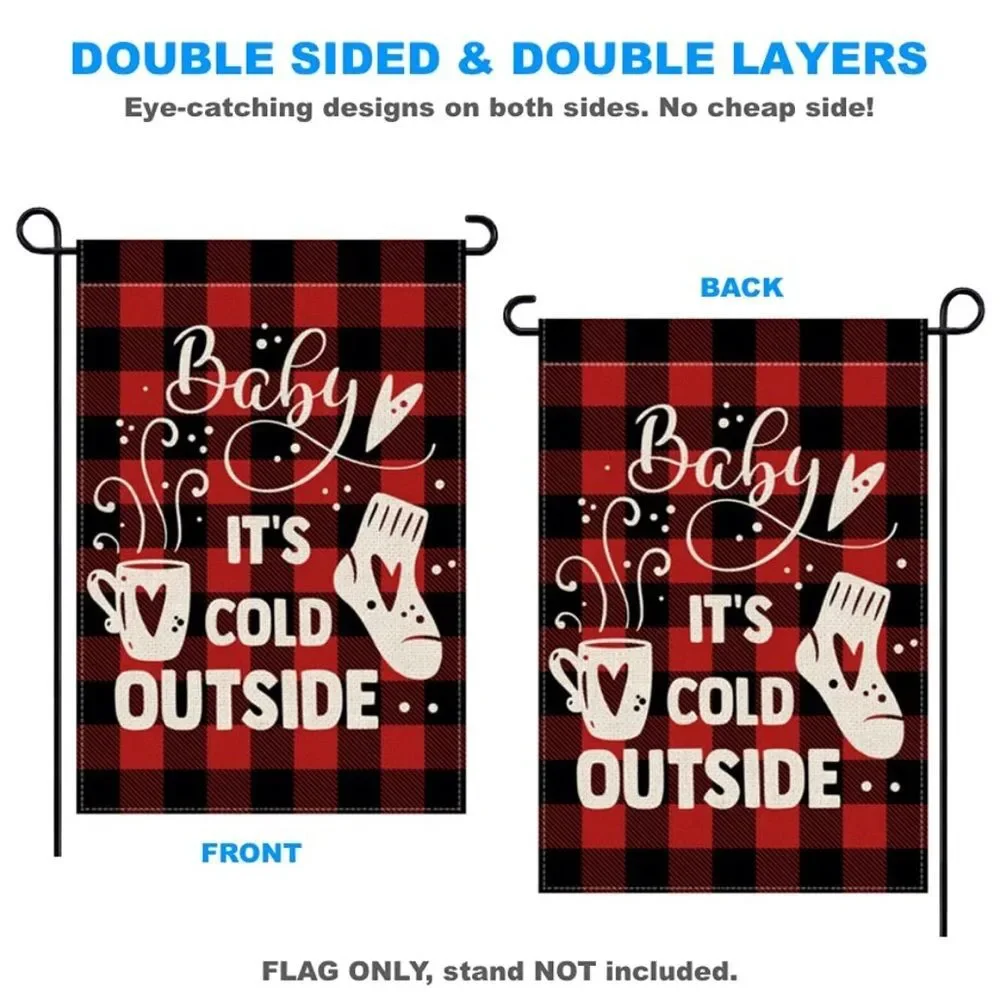 Baby It’s Cold Outside Garden Flag ~Double Sided 12 × 18 Inch ~ Winter Christmas